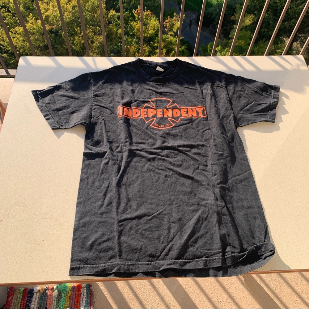 Vintage Independent Truck Co. Skate T-shirt Faded Black Orange Size Mens Large L